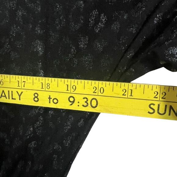 WHBM Kimono Sleeve Smocked Waist Dress Black Shimmer Leopard Medium Mini Casual - Picture 5 of 7